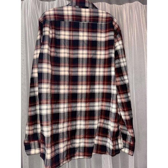 Mens Goodthreads Slim Fit Twill Plaid Button-Down Shirt XL Red & Navy - Picture 9 of 14